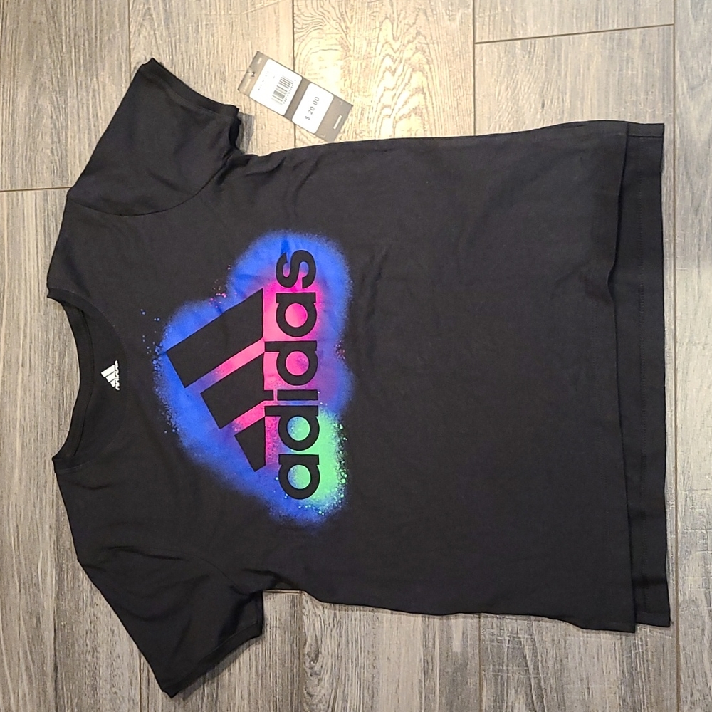 Adidas Girls sz M (10/12) 100% cotton Tshirt NWT - Picture 1 of 6